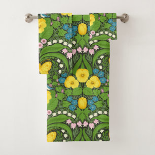 Conjunto De Toalhas Pancas, aves e borboletas amarelas