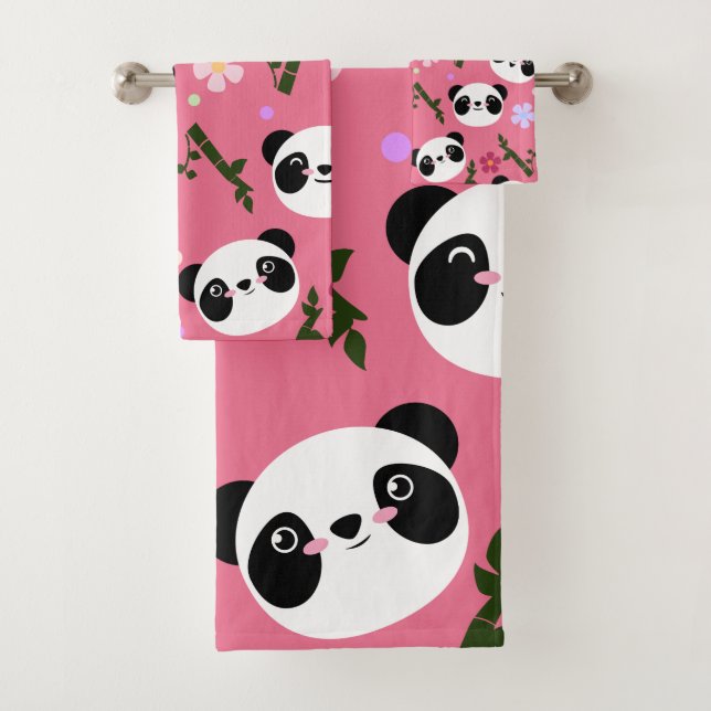 Conjunto De Toalhas Panda de Kawaii no rosa (Insitu)
