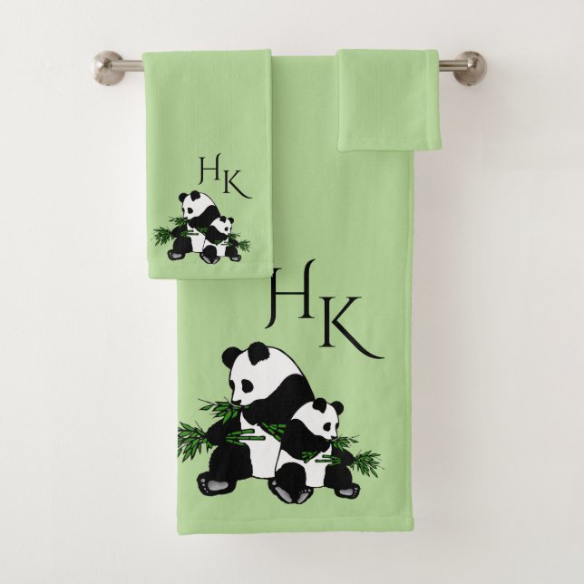 Conjunto De Toalhas Pandas Monograma Gigante (Insitu)