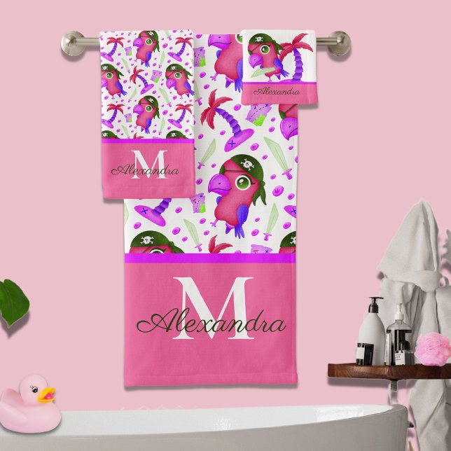Conjunto De Toalhas Papagaio-Púrpura-Rosa Náutico do Miúdo (Criador carregado)
