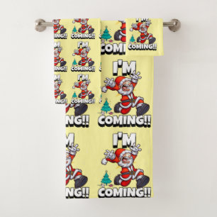 Conjunto De Toalhas Papai Noel Engraçado Padrão Natal Humorístico