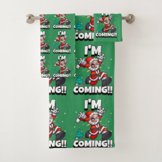 Conjunto De Toalhas Papai Noel Engraçado Padrão Natal Humorístico