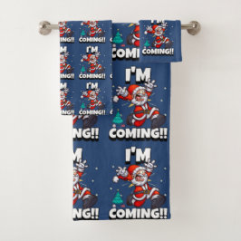 Conjunto De Toalhas Papai Noel Engraçado Padrão Natal Humorístico