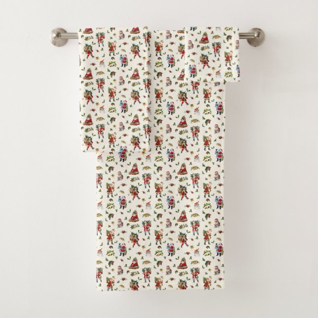 Conjunto De Toalhas Papai Noel Vintage Personalizado Natal (Insitu)