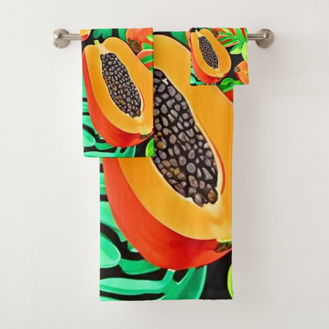 Conjunto De Toalhas Papaia e Folhas Padrão Fresco (Insitu)