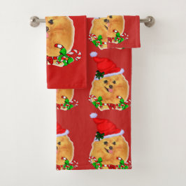Conjunto De Toalhas Papais noeis bonitos Natal Pomeraniano