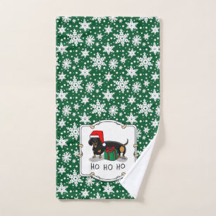 Conjunto De Toalhas Papais noeis de Natal Dachshund (S preto e bronzea