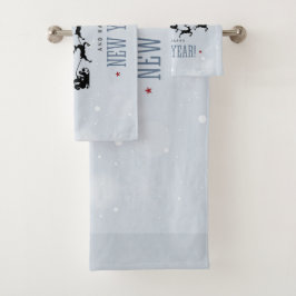 Conjunto De Toalhas Papais noeis e sua Reindeer Voadora Silhouette Nat