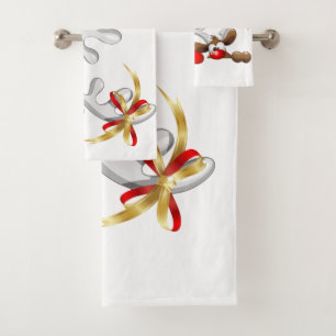 Conjunto De Toalhas Papais noeis engraçados e Cartoon de Reindeer