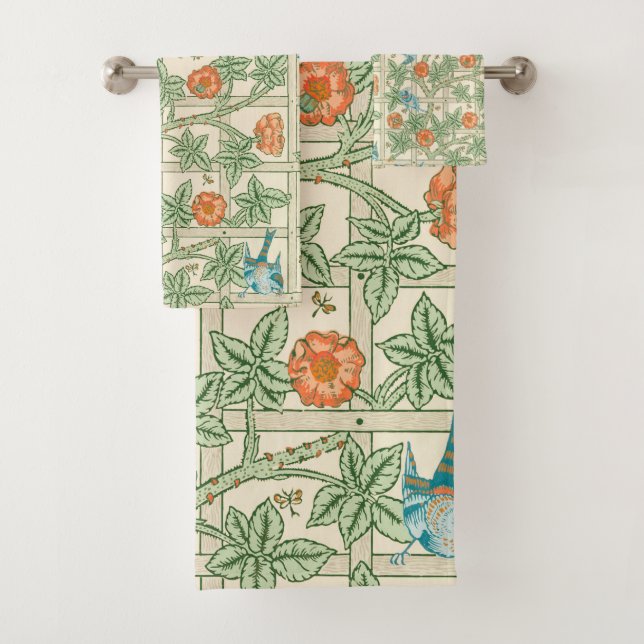 Conjunto De Toalhas Papel de Parede Vitoriano Treliça William Morris (Insitu)