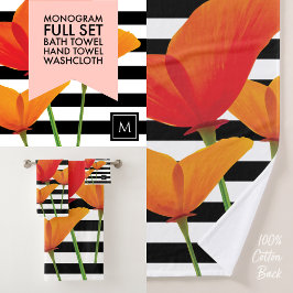 Conjunto De Toalhas Papoila Negra Chic Monograma