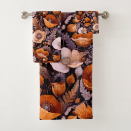 Conjunto De Toalhas Papoulas temperamentais em padrão preto