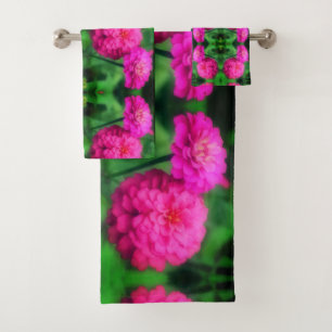 Conjunto De Toalhas Par de Flor Zinnia Rosa Fechar Padrão Abstrato