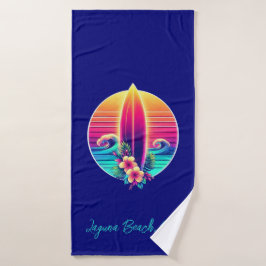 Conjunto De Toalhas Paraíso no surfboard sunset-