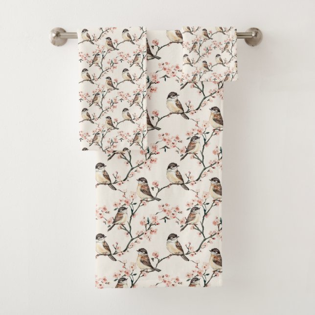 Conjunto De Toalhas Pardais Encantadores e Flores (Insitu)