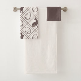 Conjunto De Toalhas Páscoa Xadrez Marrom