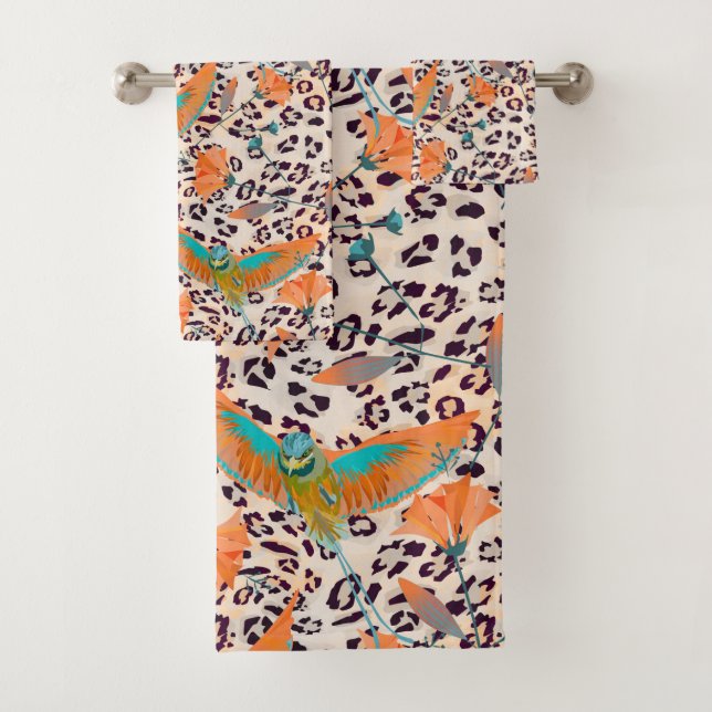 Conjunto De Toalhas Pássaro Colorido na moda do Paraíso (Insitu)