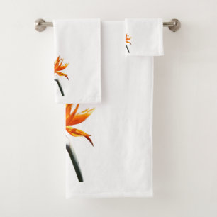 Conjunto De Toalhas Pássaro da Flor Tropical Laranja do Paraíso