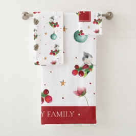 Conjunto De Toalhas Pássaro de inverno com tufão de natal