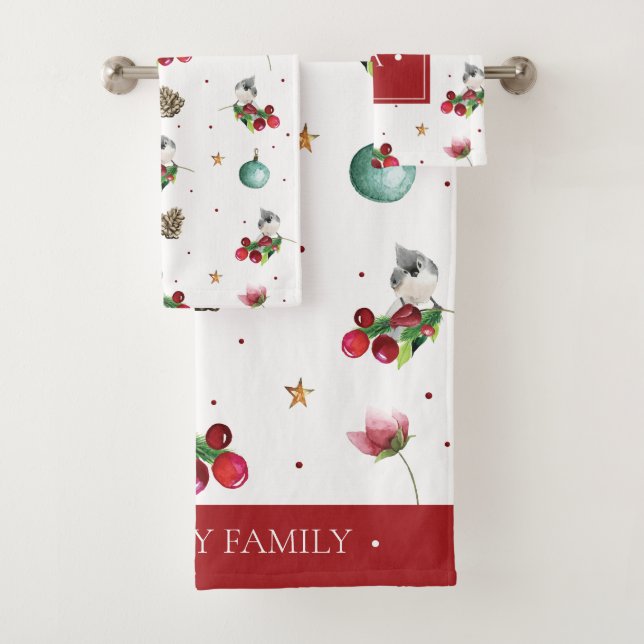 Conjunto De Toalhas Pássaro de inverno com tufão de natal (Insitu)