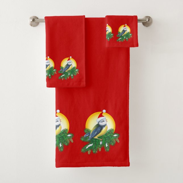 Conjunto De Toalhas Pássaro em Santa Hat (Insitu)
