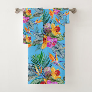 Conjunto De Toalhas Pássaro Tropical De Paraíso E Orquídea De Verão
