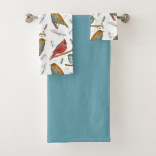 Conjunto De Toalhas Pássaros cardinais do Chickadee do Bluebird azuis