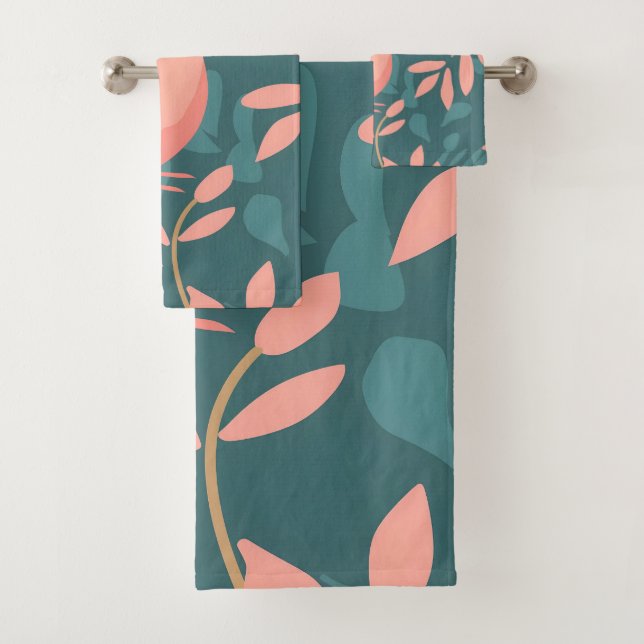 Conjunto De Toalhas Pássaros cor-de-rosa-claro-ciano (Insitu)