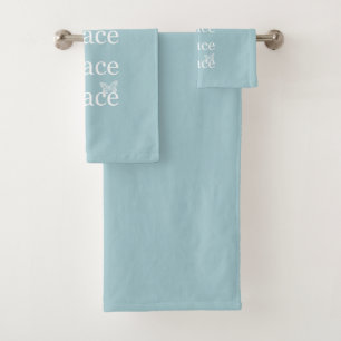 Conjunto De Toalhas Pássaros de aspas inspiradoras da Paz Azul Branca
