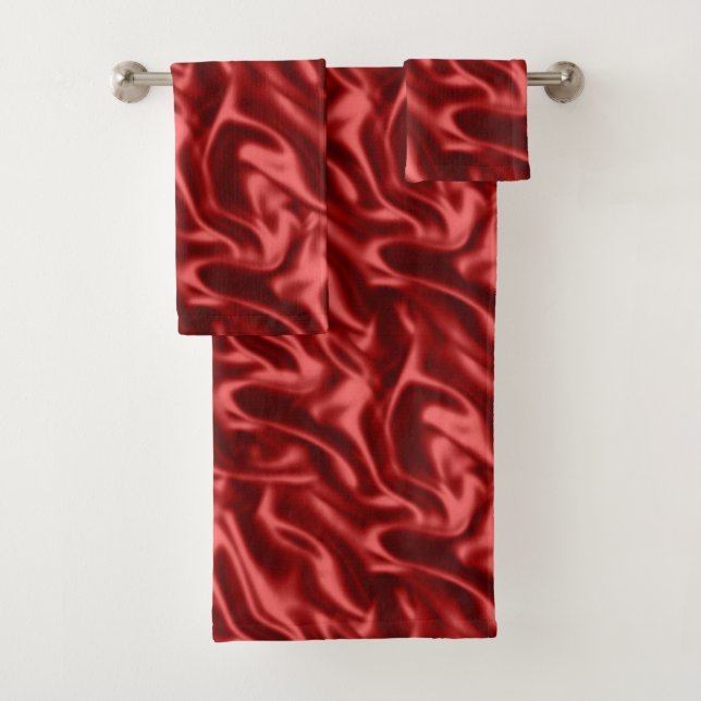 Conjunto De Toalhas Passion Red Romantic Faux Satin (Insitu)