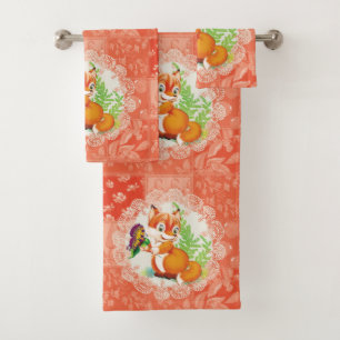 Conjunto De Toalhas pasta de raposa e borboleta