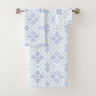 Conjunto De Toalhas Pastel Blue Geometric Floral Repeat Pattern 