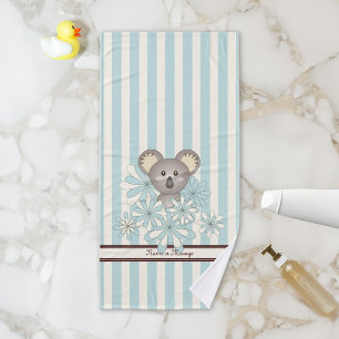Conjunto De Toalhas Pastel Blue Stripe Cute Baby Koala Kids
