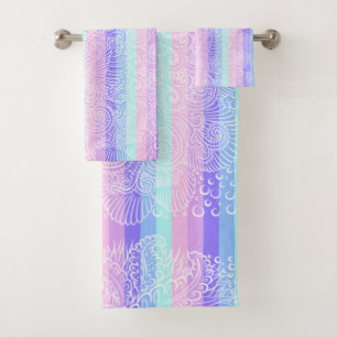 Conjunto De Toalhas Pastel Candy Swirls Padrão de fantasia suave em