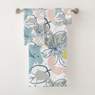 Conjunto De Toalhas Pastel coloração Folhas de palma e formas orgânica
