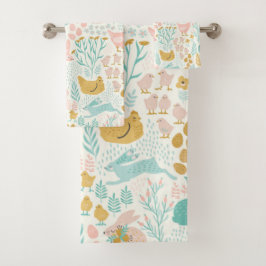 Conjunto De Toalhas Pastel cores símbolos de Páscoa