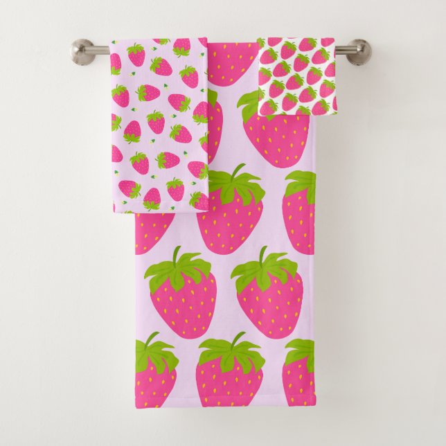 Conjunto De Toalhas Pastel de Morango Rosa (Insitu)