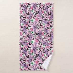Conjunto De Toalhas Pastel Gótico Rockabilly Spooky Bunny