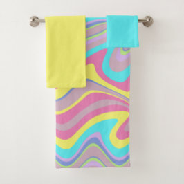 Conjunto De Toalhas Pastel Liquify Waves