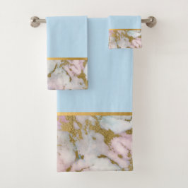 CONJUNTO DE TOALHAS PASTEL MARBLE BLUE BATHROOM TOWET SET