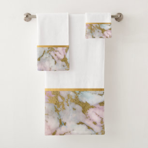 CONJUNTO DE TOALHAS PASTEL MARBLE DOURADO BATHROOM TOWET