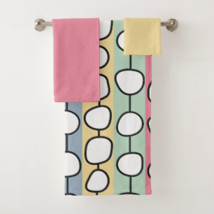 Conjunto De Toalhas Pastel MCM Colorida Linhas