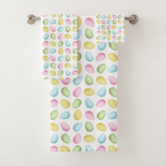 Conjunto De Toalhas Pastel Pattern Of Watercolor Easter Eggs (Insitu)