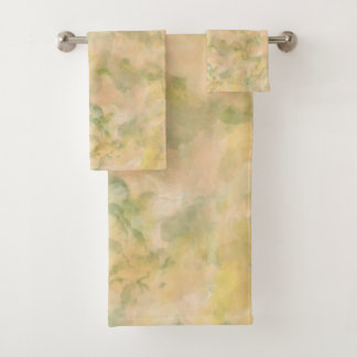 Conjunto De Toalhas Pastel Peach e Green Marbled