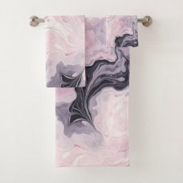 CONJUNTO DE TOALHAS PASTEL PINK MARBLE SWIRL BATHROOM TOWET SET