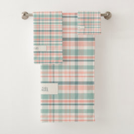 Conjunto De Toalhas Pastel Plaid with name 