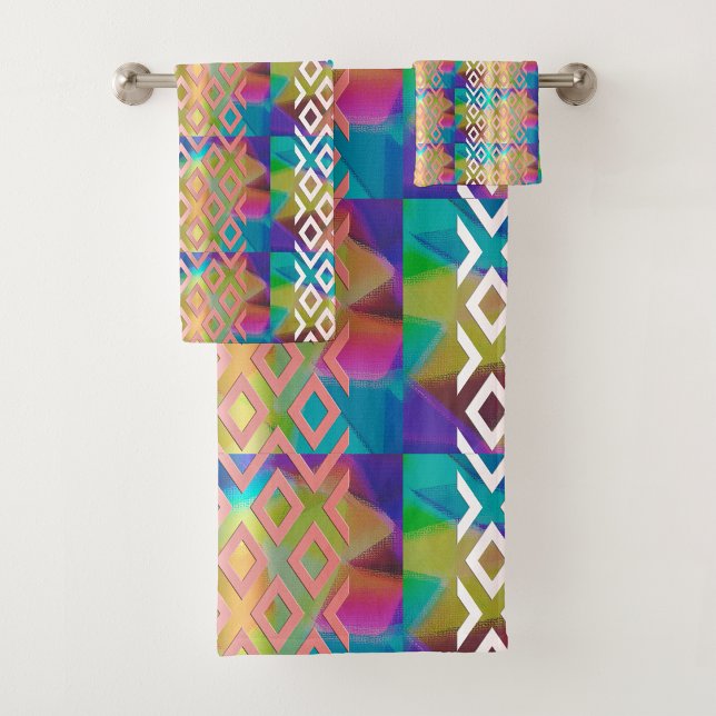 Conjunto De Toalhas Pastel Pop Glow: Bloco de Cor Geométrica  (Criador carregado)