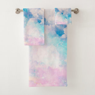 Conjunto De Toalhas Pastel Rainbow Cloudy Sky Aestético