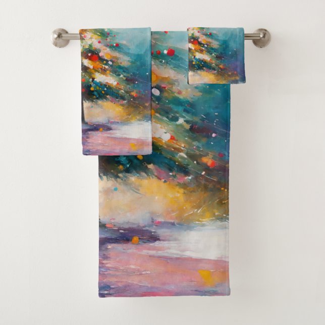 Conjunto De Toalhas Pastel Splashes, Arte da Árvore de Natal (Insitu)