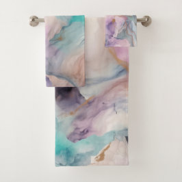 CONJUNTO DE TOALHAS PASTEL STORM MARBLE SWIRL BATHROOM TOWEL SET